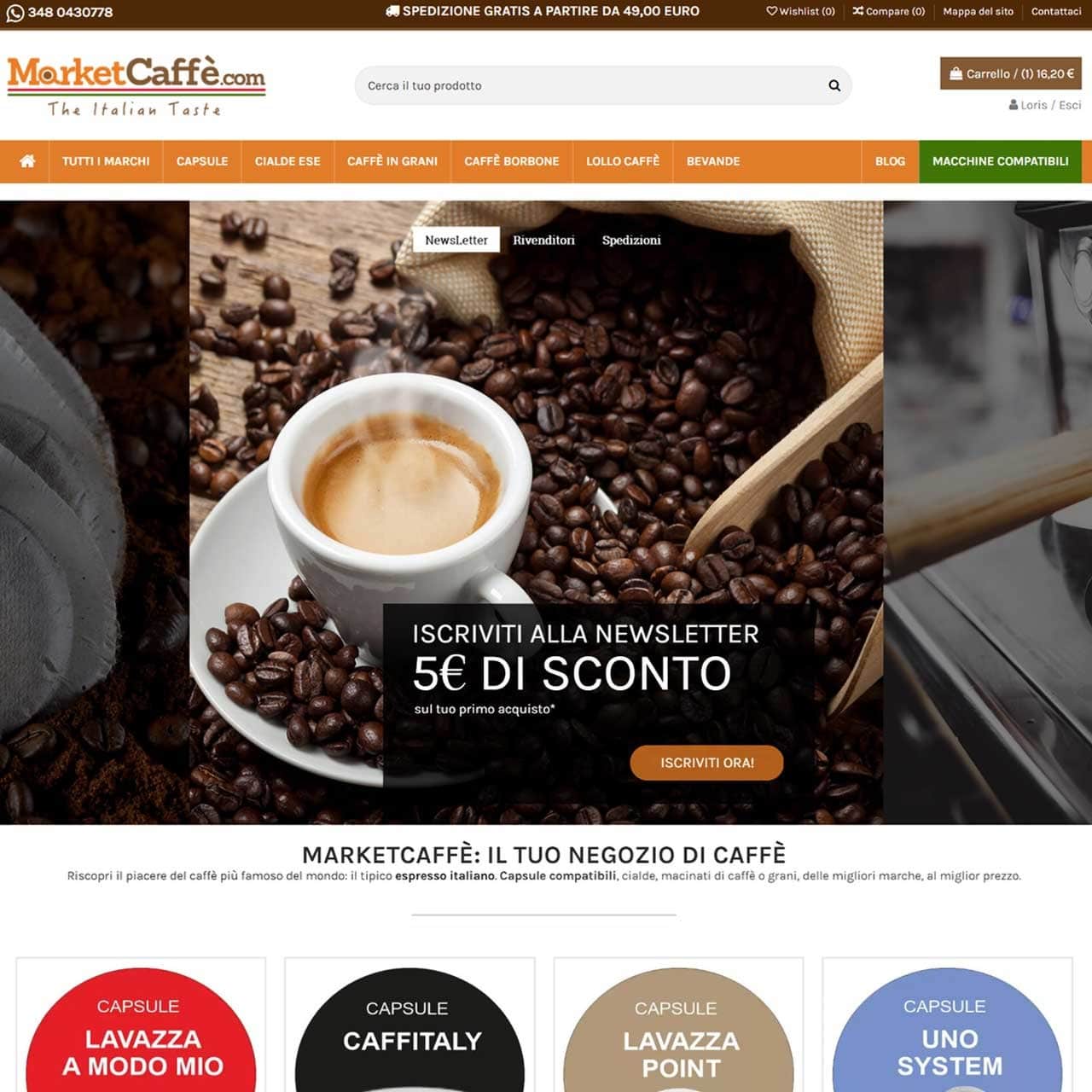 Realizzazione e-commerce Market Caffé